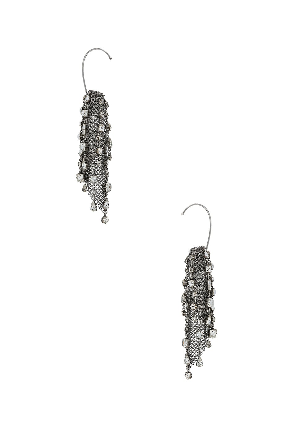 Image 1 of Saint Laurent Smoking Crystal Cascade Earrings in Palladium & Crystal