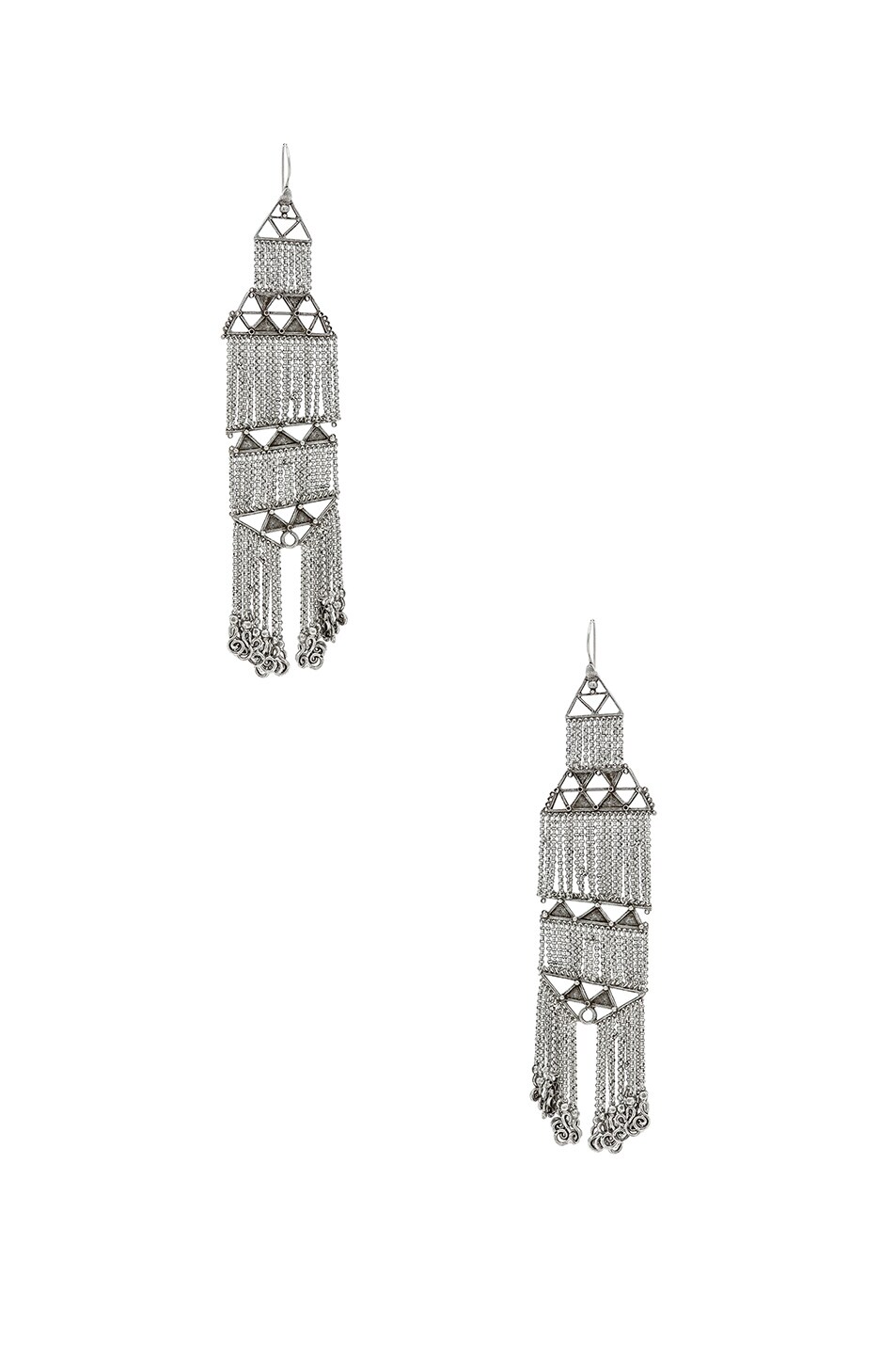 Image 1 of Saint Laurent Triangle Drop Earrings in Oxidized Silver