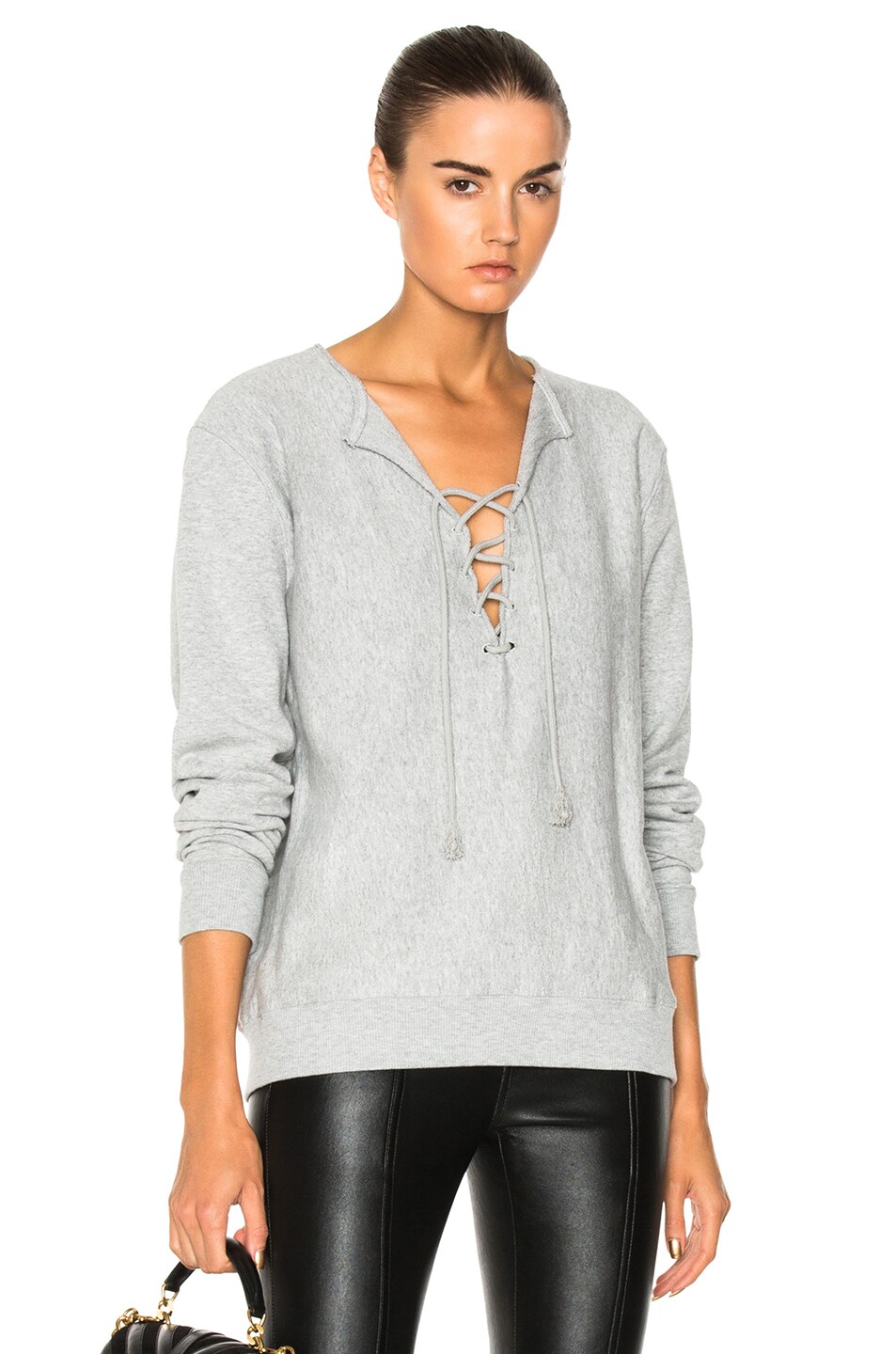 Image 1 of Saint Laurent Lace Up Sweatshirt in Grey
