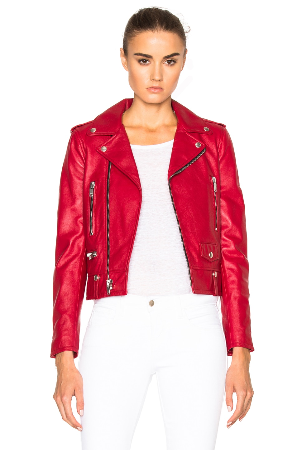 Image 1 of Saint Laurent Classic Motorcycle Jacket in Red