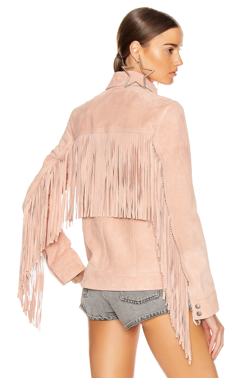 Image 1 of Saint Laurent Fringe Jacket in Rose Pale