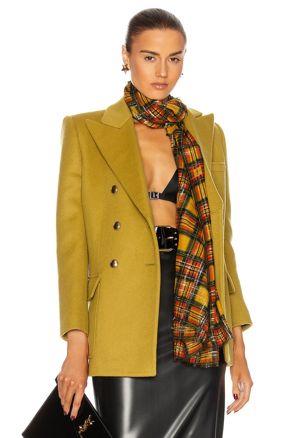 Image 1 of Saint Laurent Double Breasted Blazer in Chartreuse
