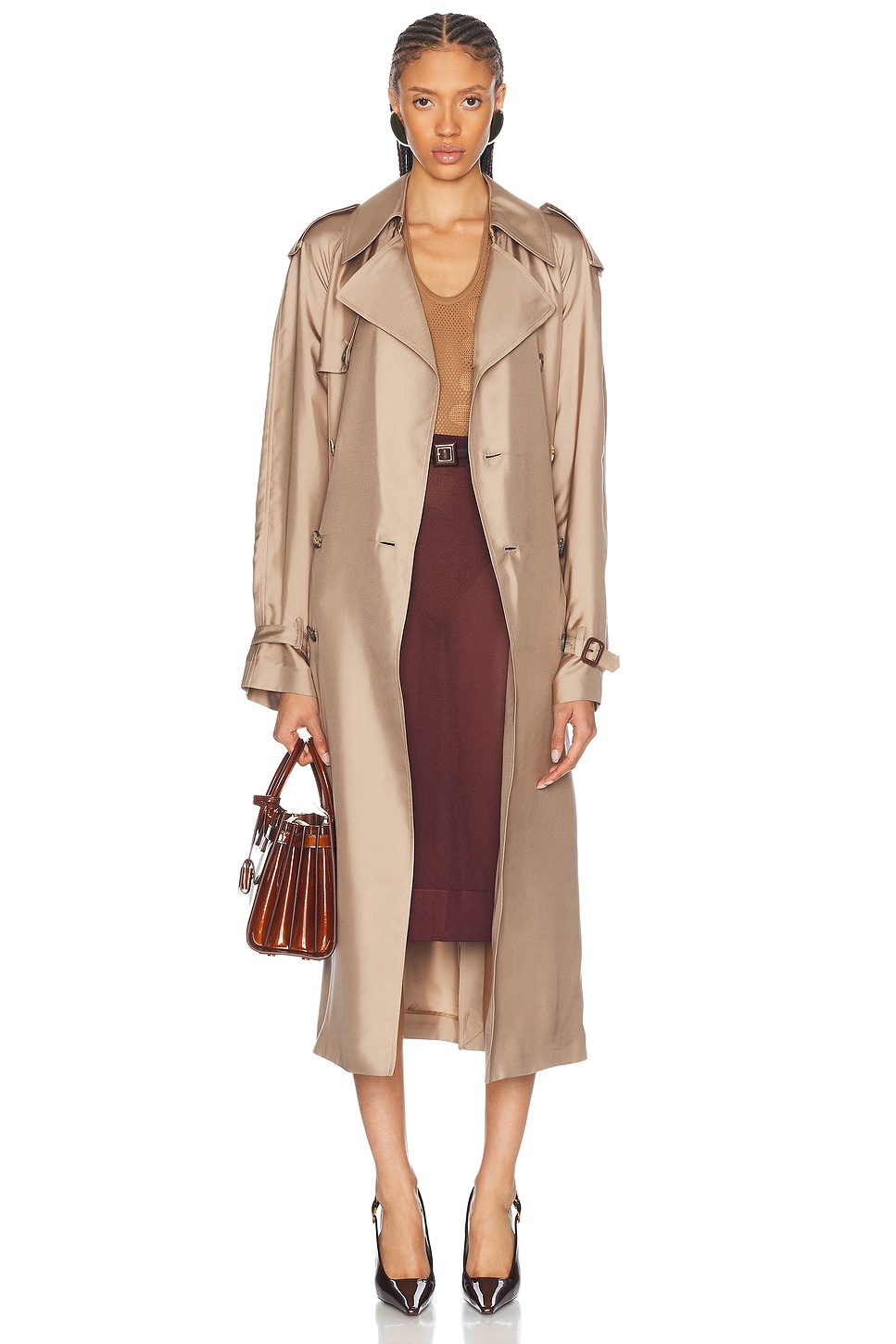 Belted Trench Coat in Beige