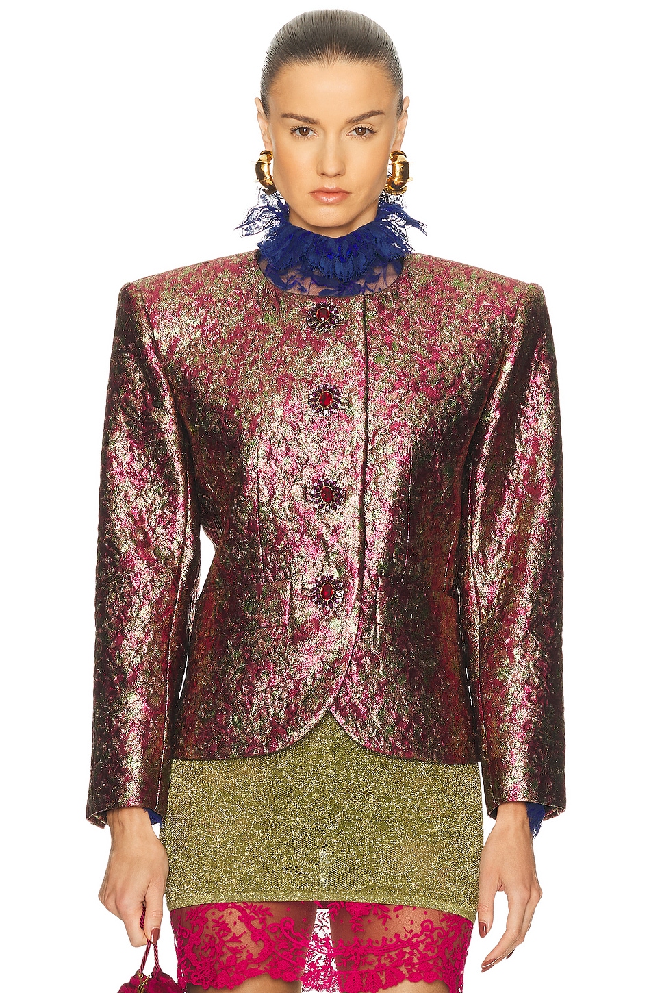 Image 1 of Saint Laurent Lady Jacket in Rose Fonce & Rose Pale