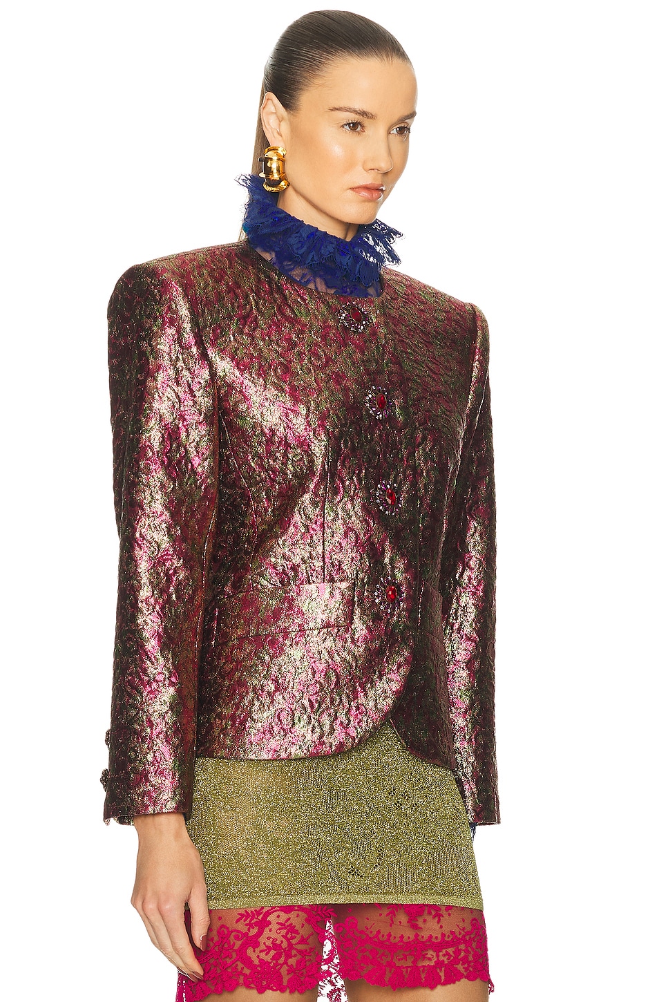 Saint Laurent Long Sleeve Casual Jacket In Pink