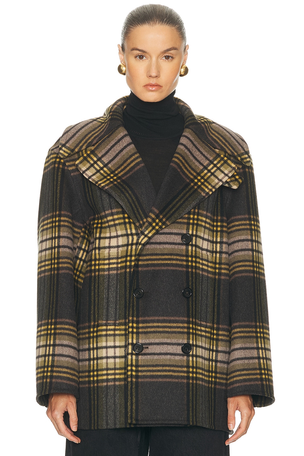 Saint Laurent Caban Coat Coats And Trench Coats Multicolor In Multi