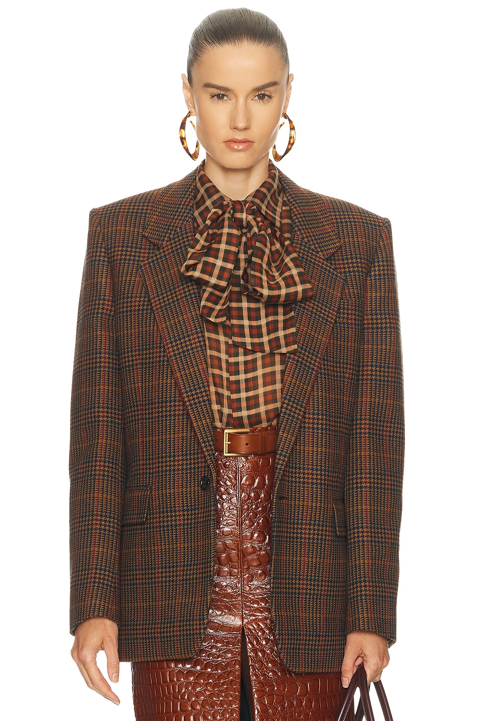 Image 1 of Saint Laurent Oversized Blazer in Marron Multicolore