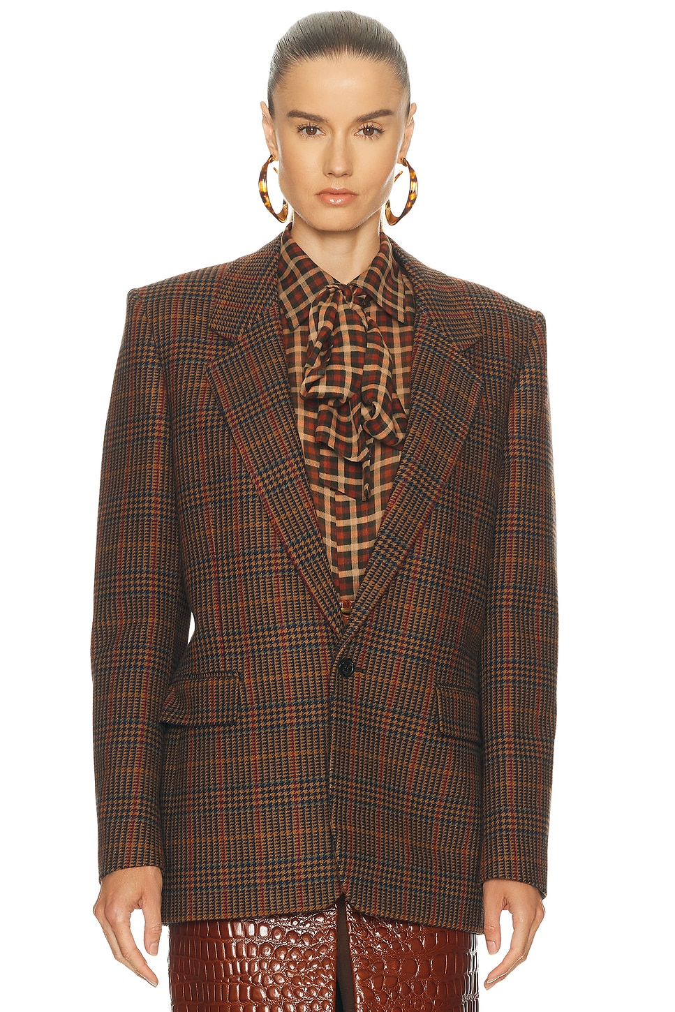 Saint Laurent Oversized Blazer In Brown