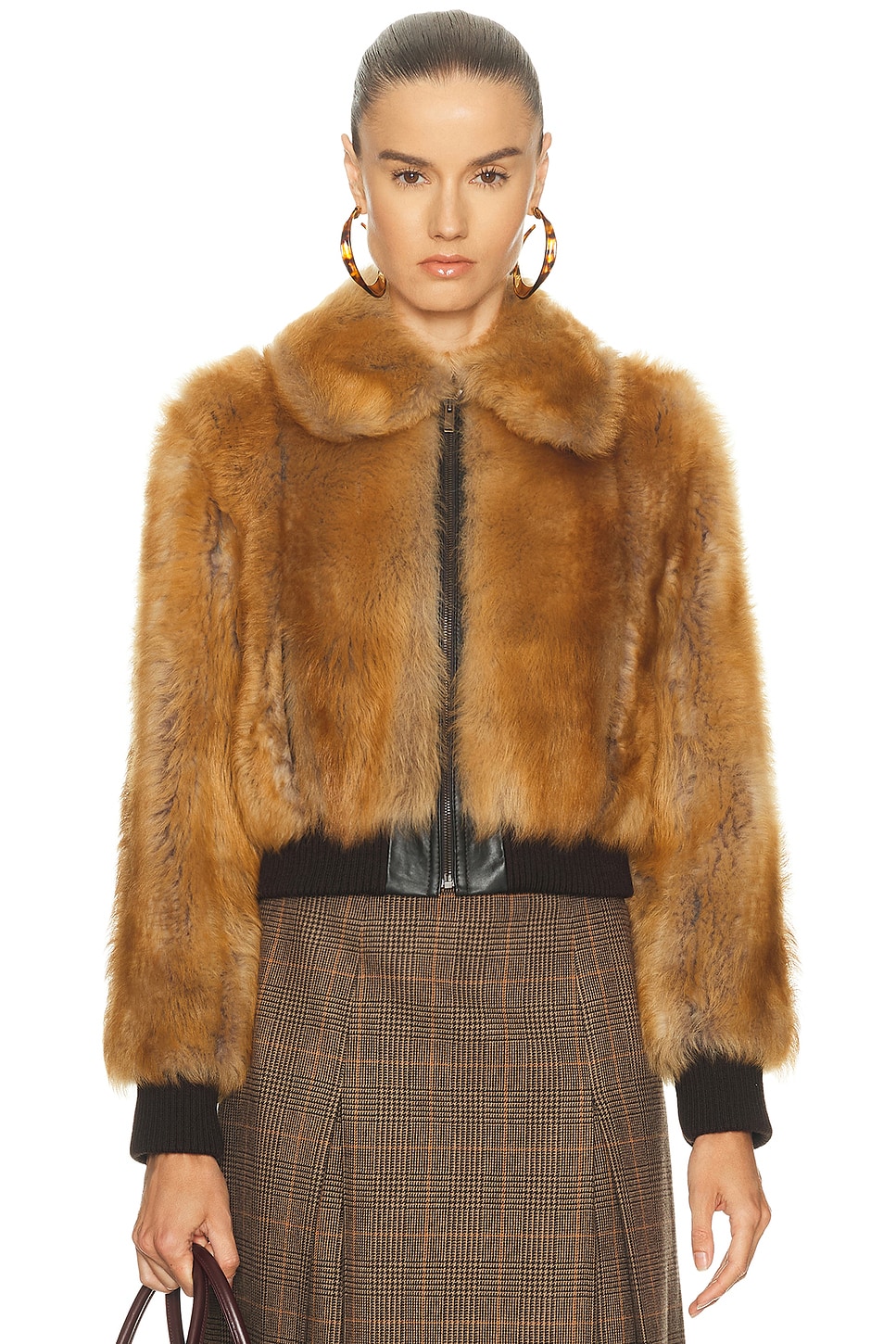 Image 1 of Saint Laurent Fur Jacket in Chamois & Gris Clair