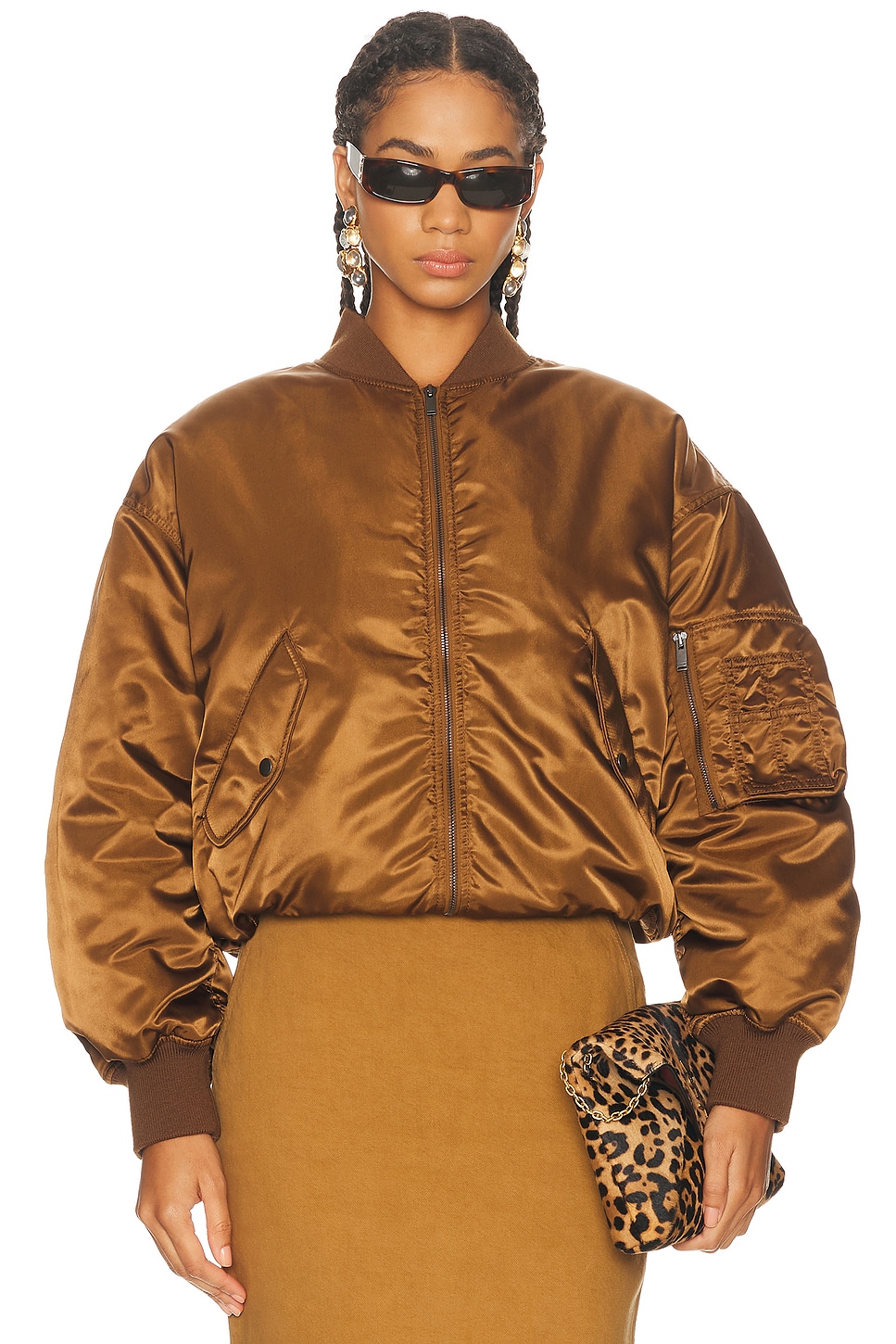 Image 1 of Saint Laurent Bomber Jacket in Brun Clair