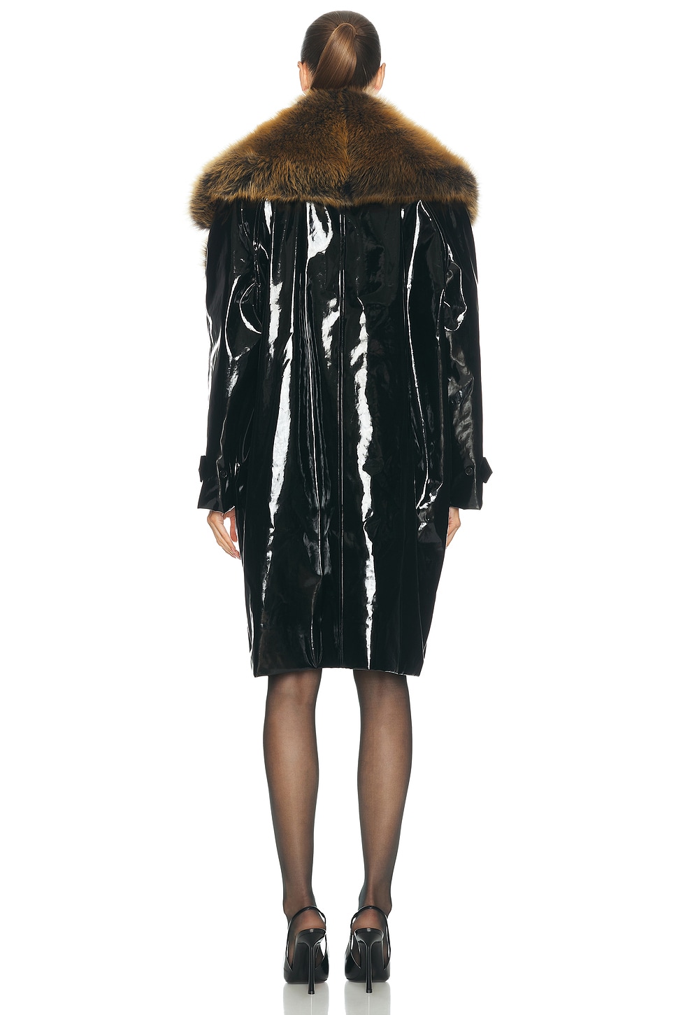 Saint Laurent Shearling & Faux Leather Coat