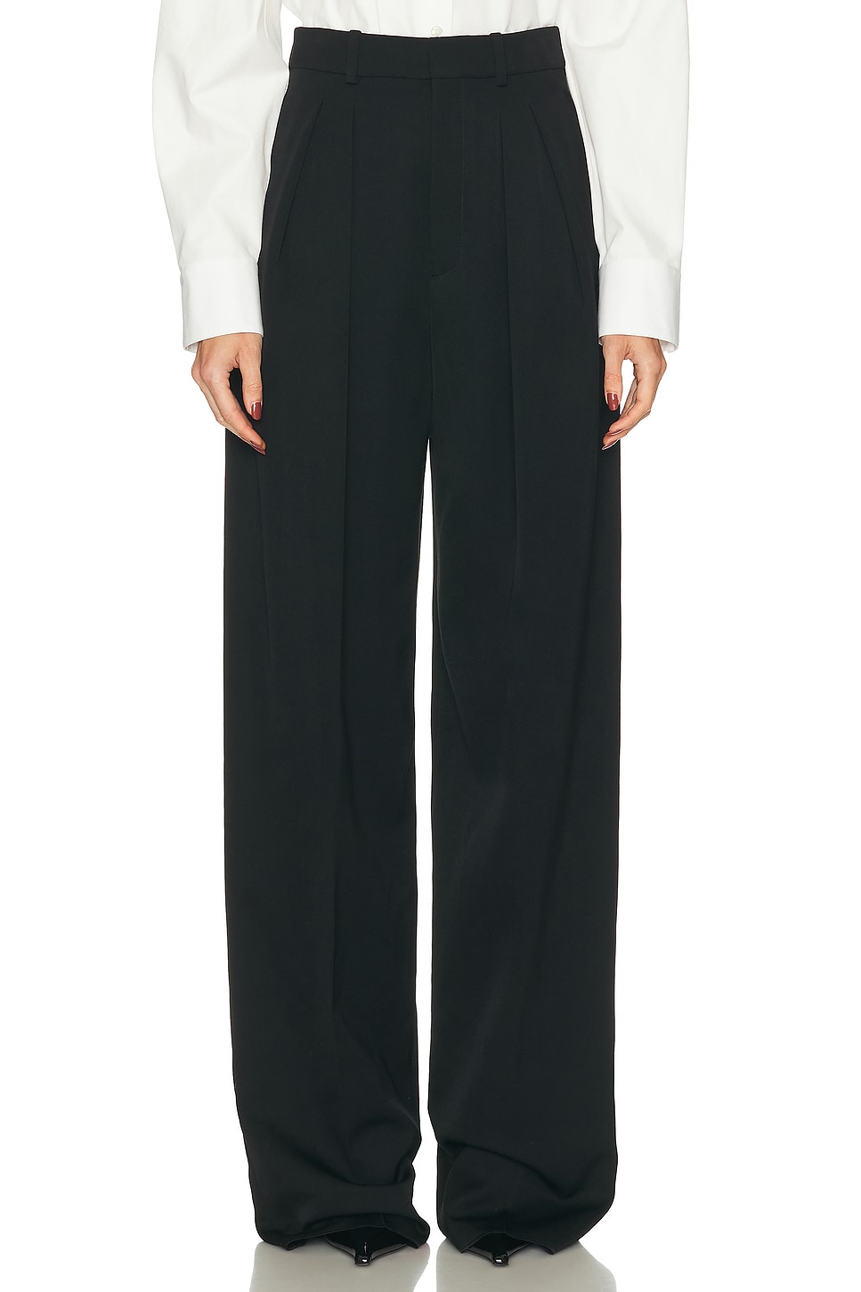 Image 1 of Saint Laurent Straight Leg Trouser in Noir