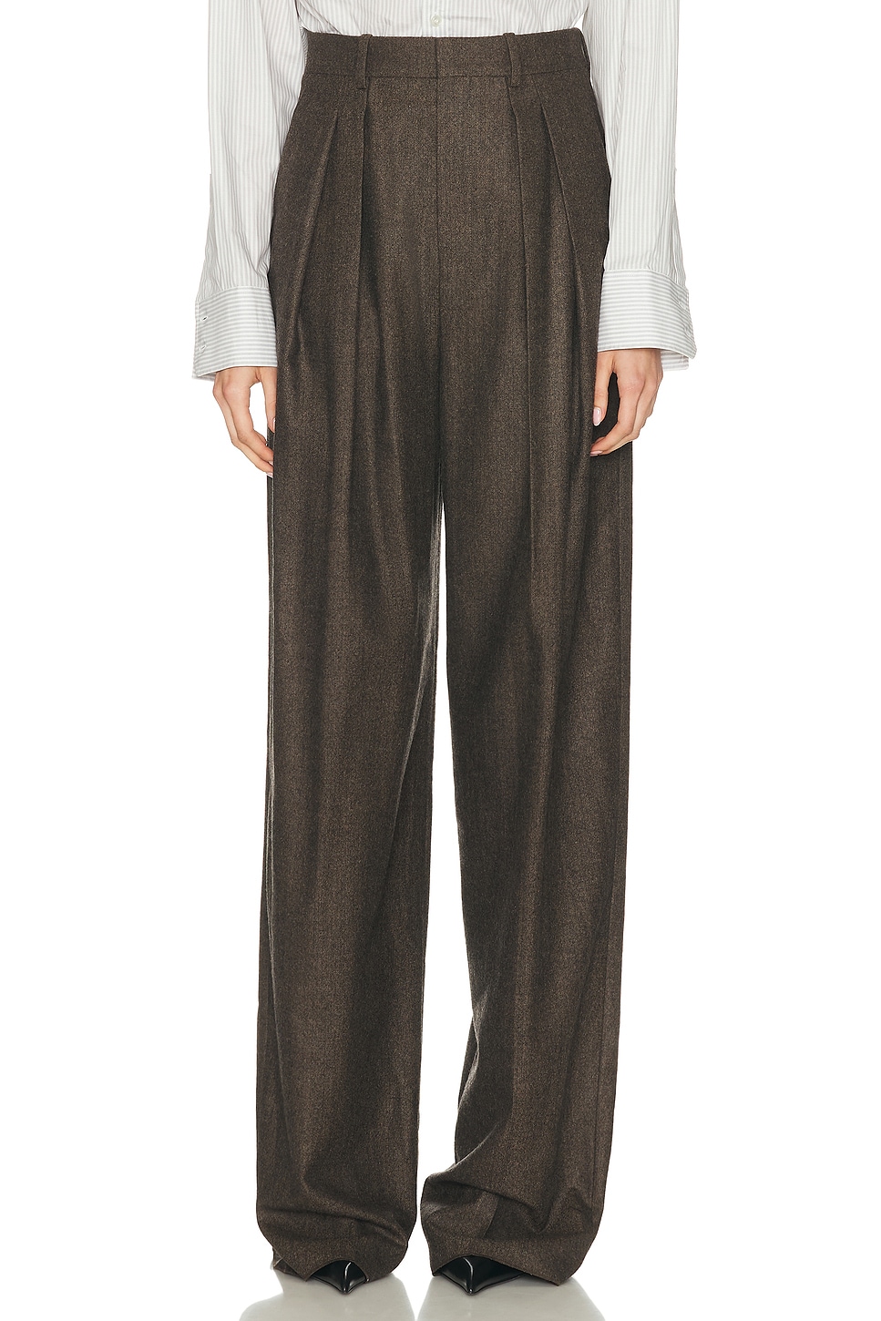 Image 1 of Saint Laurent Straight Leg Pant in Marron Noir