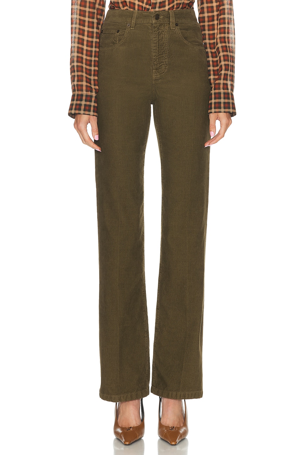 Image 1 of Saint Laurent Corduroy Wide Leg Pant in Hunting Kaki