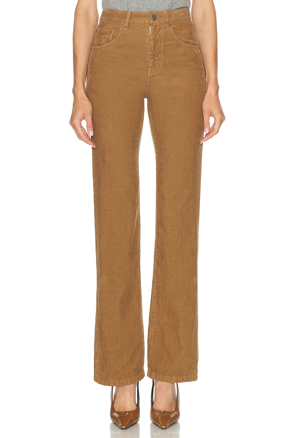 Saint Laurent Corduroy Wide Leg Pant In Multi