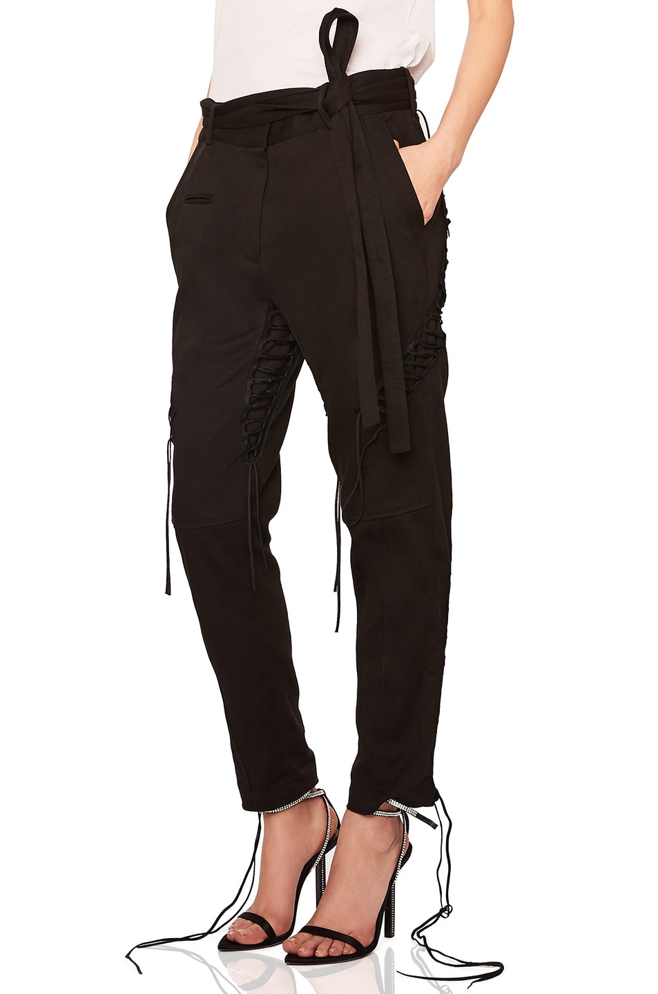 Image 1 of Saint Laurent Lace Up Military Gabardine Pants in Black