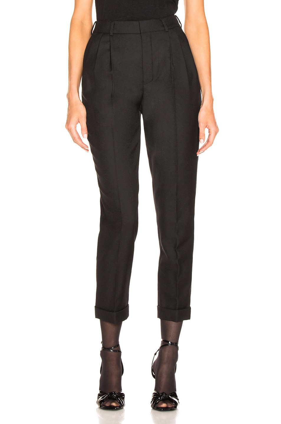 Image 1 of Saint Laurent Gabardine High Waisted Pants in Black