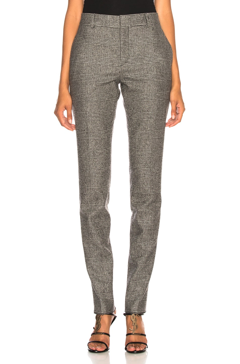 Image 1 of Saint Laurent Check Trousers in Black & Grey
