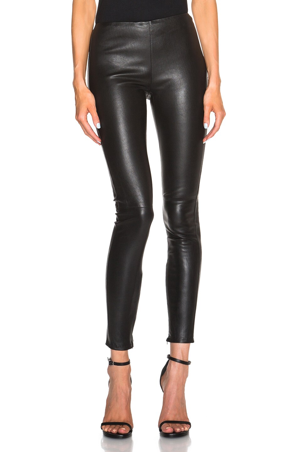 Image 1 of Saint Laurent Leather Leggings in Black