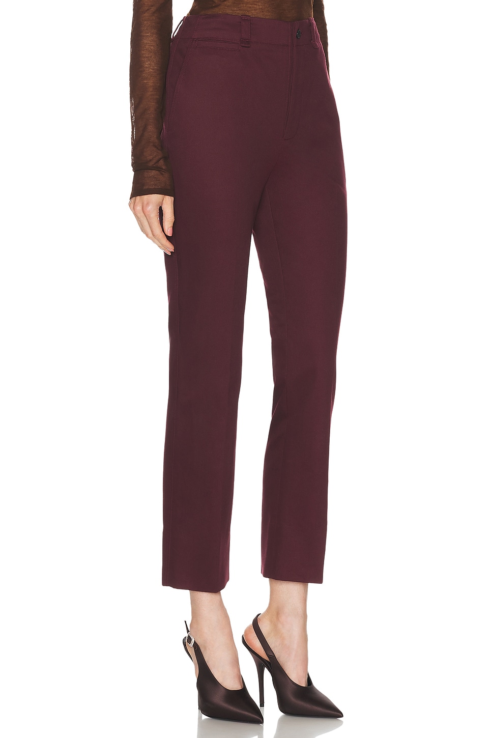 Shop Saint Laurent Bootcut Pant In Aubergine