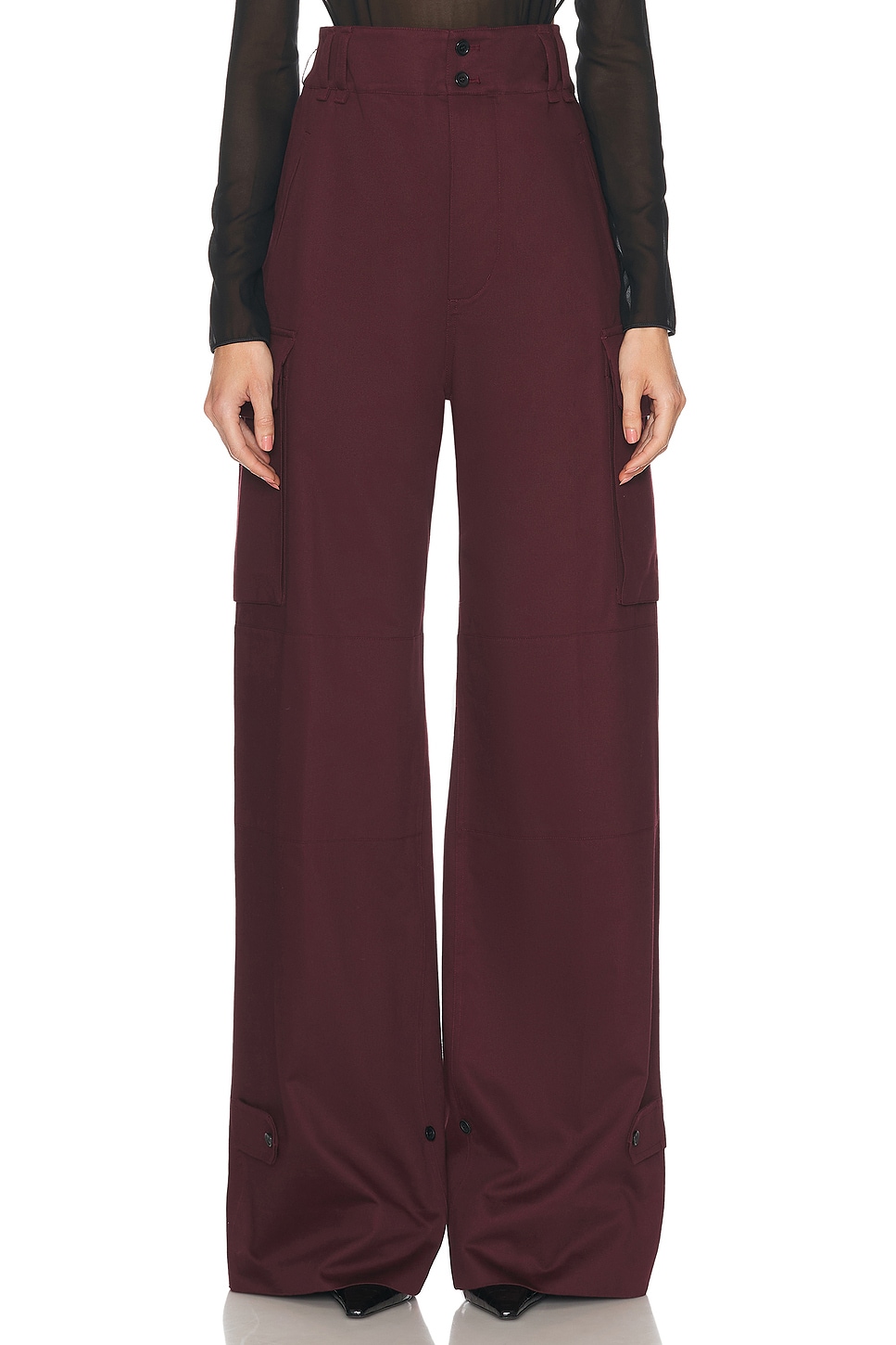 Shop Saint Laurent Wide Leg Pant In Aubergine