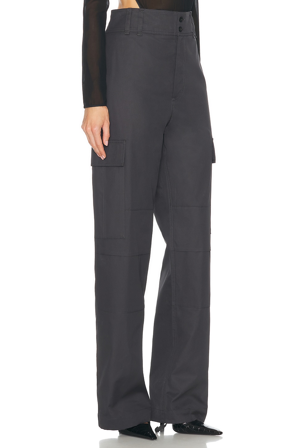 Shop Saint Laurent Wide Leg Pant In Gris Fonce