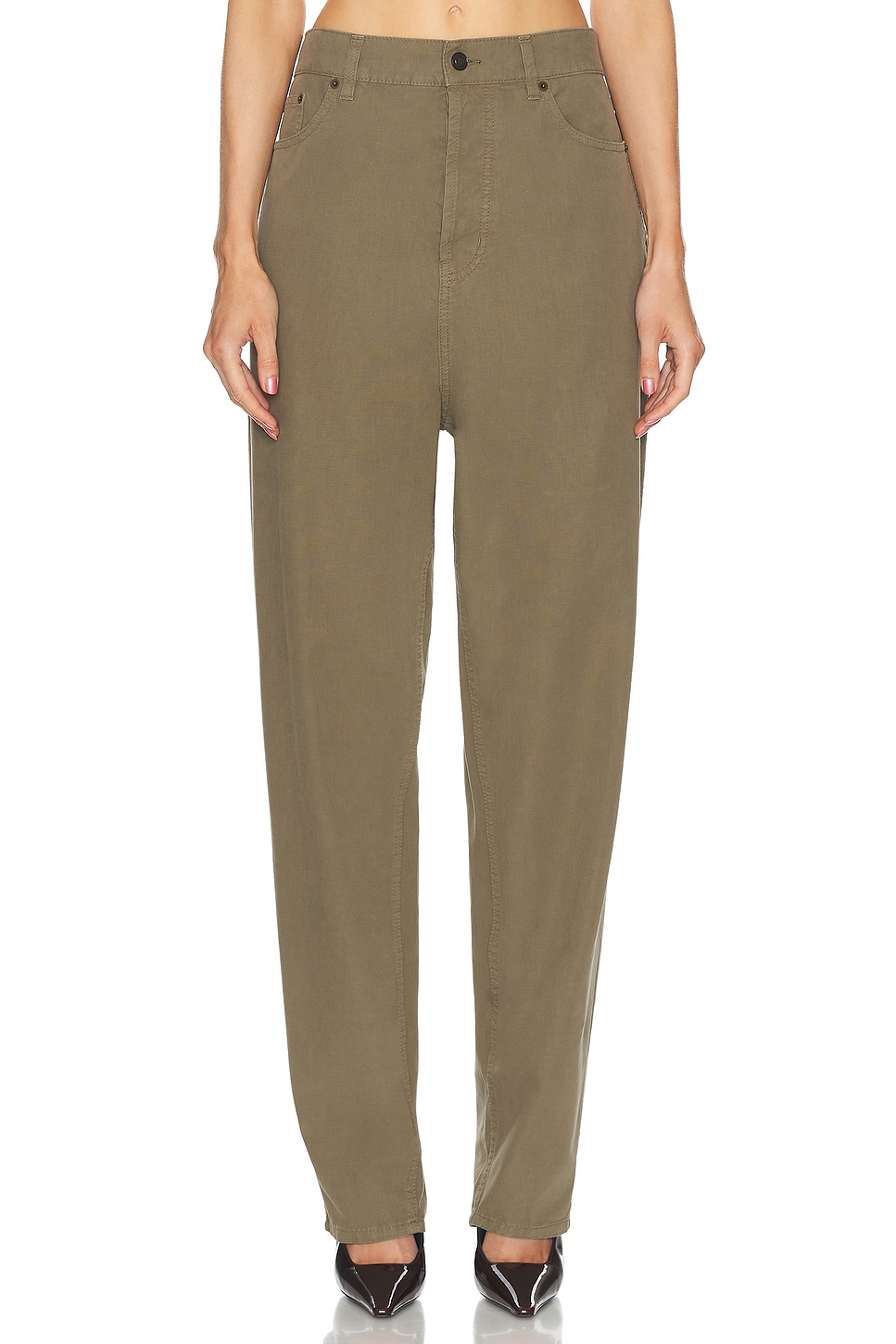 Image 1 of Saint Laurent Straight Leg Trouser in Authentic Kaki