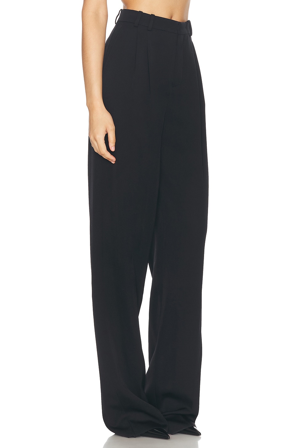 Shop Saint Laurent Straight Leg Trouser In Noir