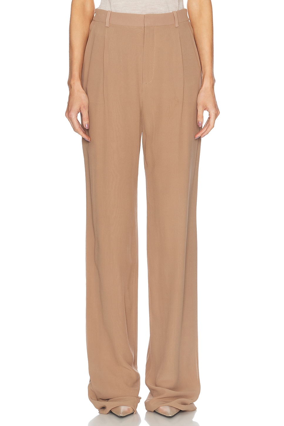 Shop Saint Laurent Bootcut Trouser In Cappuccino