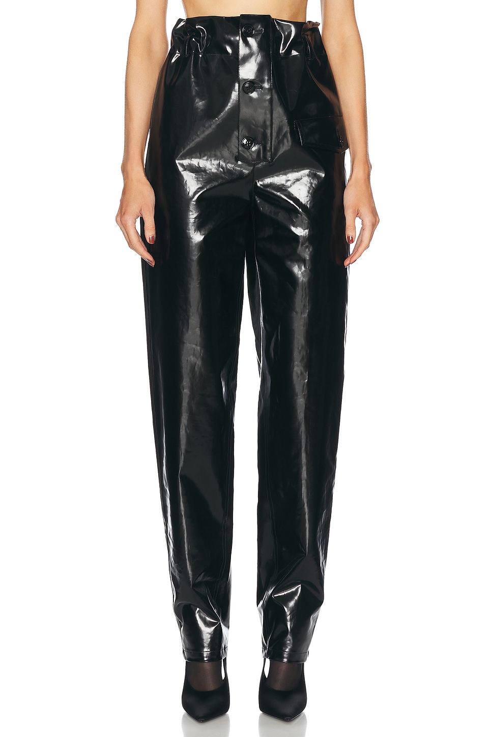 Tapered Leather Pant in Black