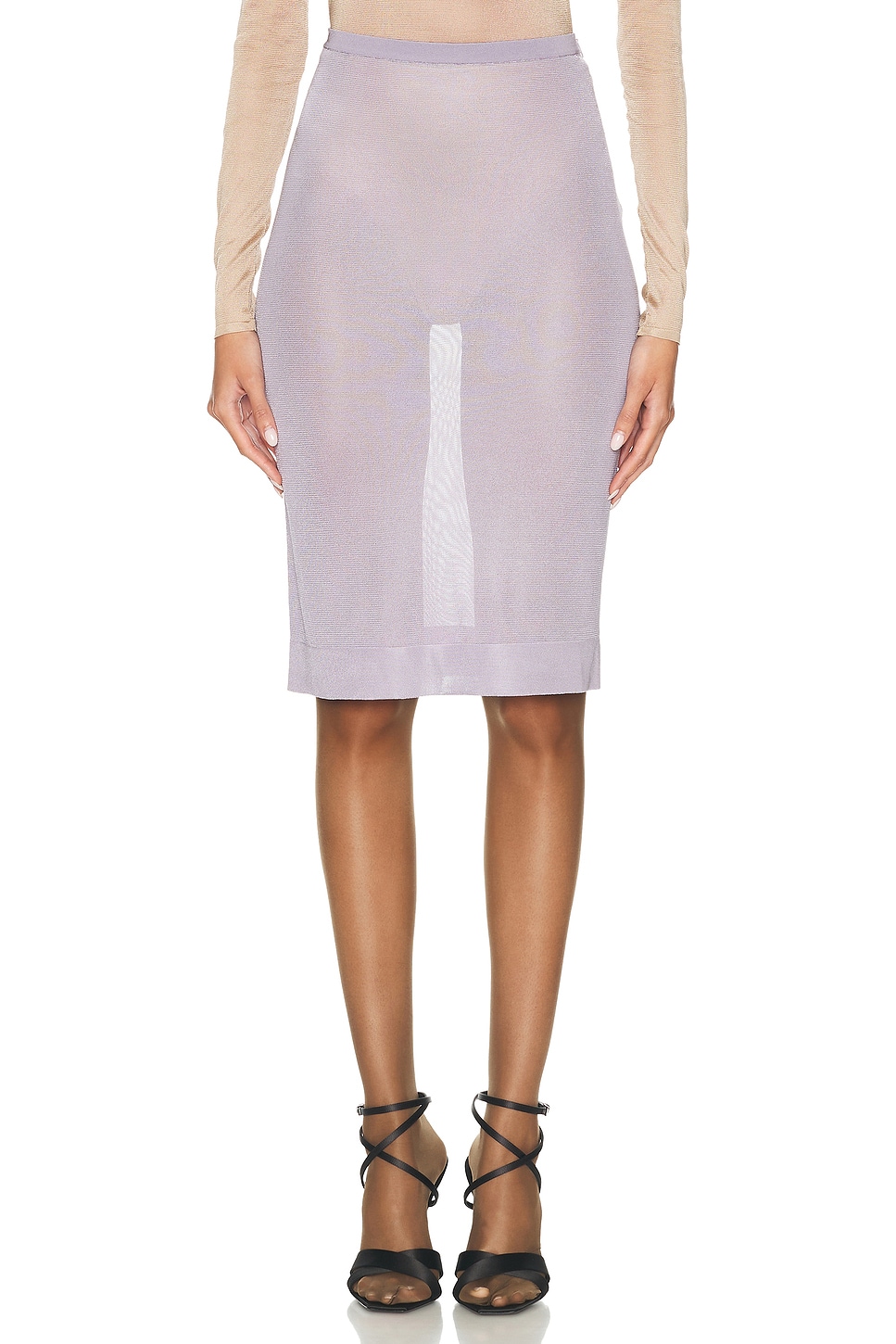 Image 1 of Saint Laurent Sheer Midi Skirt in Lilas Cendre