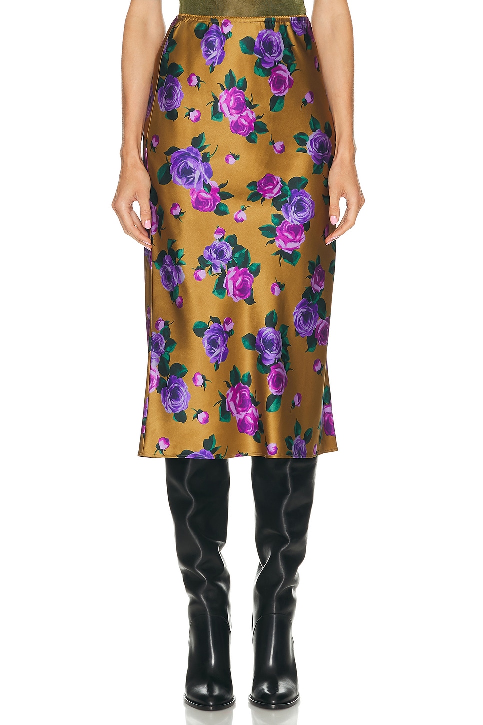 Saint Laurent Slip Skirt In Animal Print