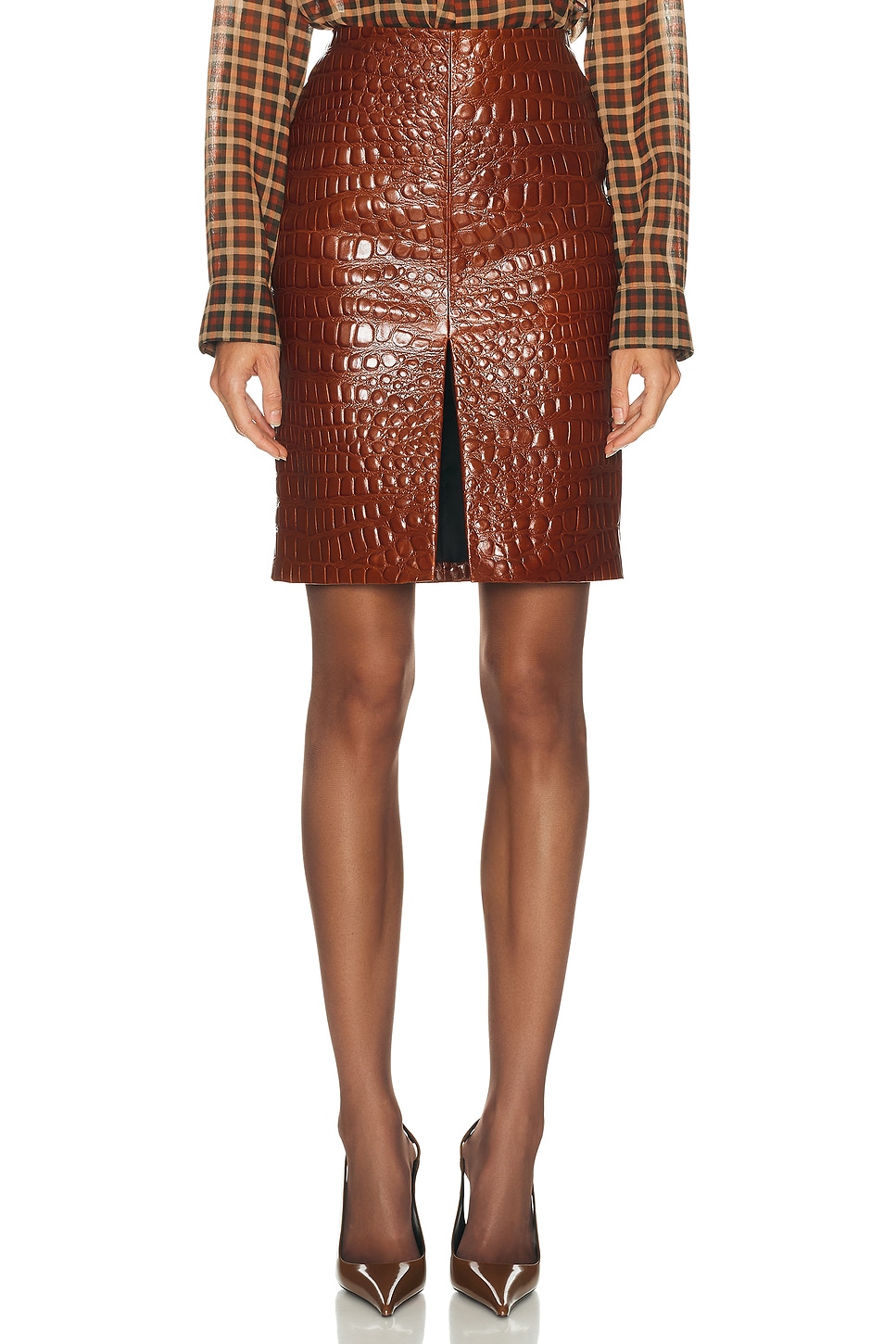 Image 1 of Saint Laurent Mini Skirt in Rust Brown & Brown