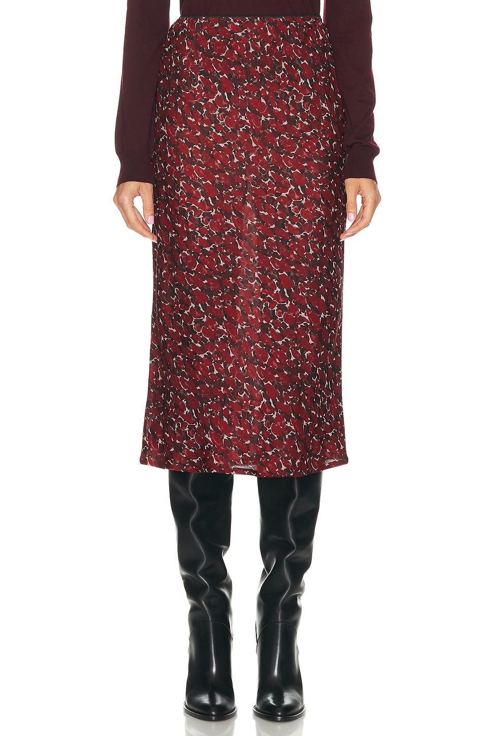 Image 1 of Saint Laurent Midi Skirt in Craie Rouge Noir