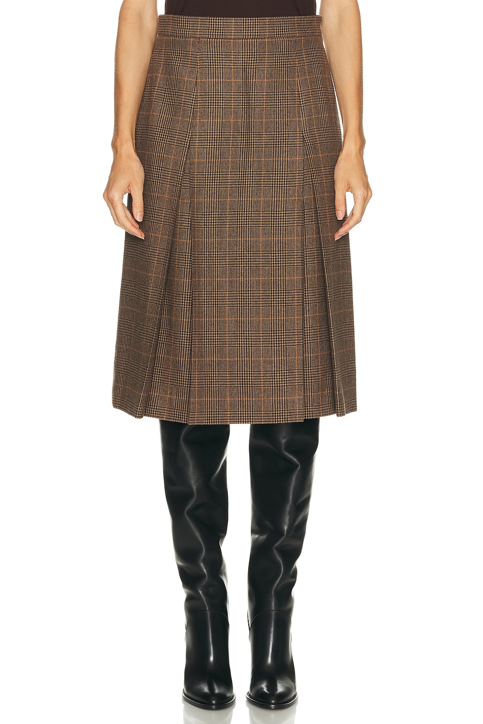 Image 1 of Saint Laurent Midi Skirt in Creme Noir Roux