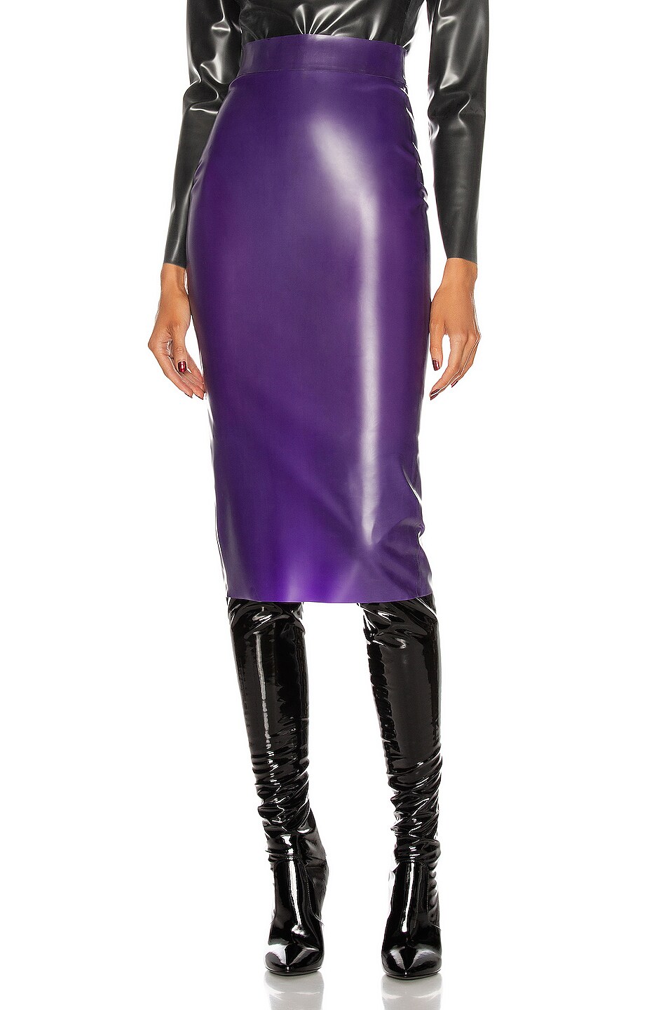 Image 1 of Saint Laurent Latex Skirt in Mauve