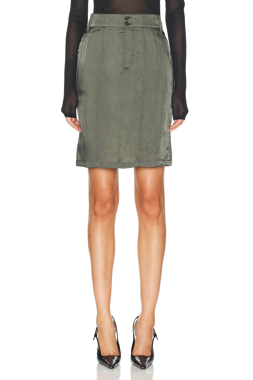 Image 1 of Saint Laurent Twill Skirt in Kaki