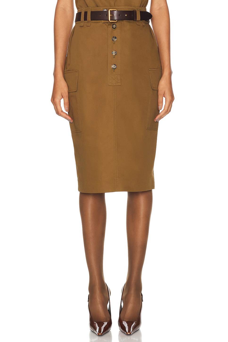 Image 1 of Saint Laurent Cargo Skirt in Kaki