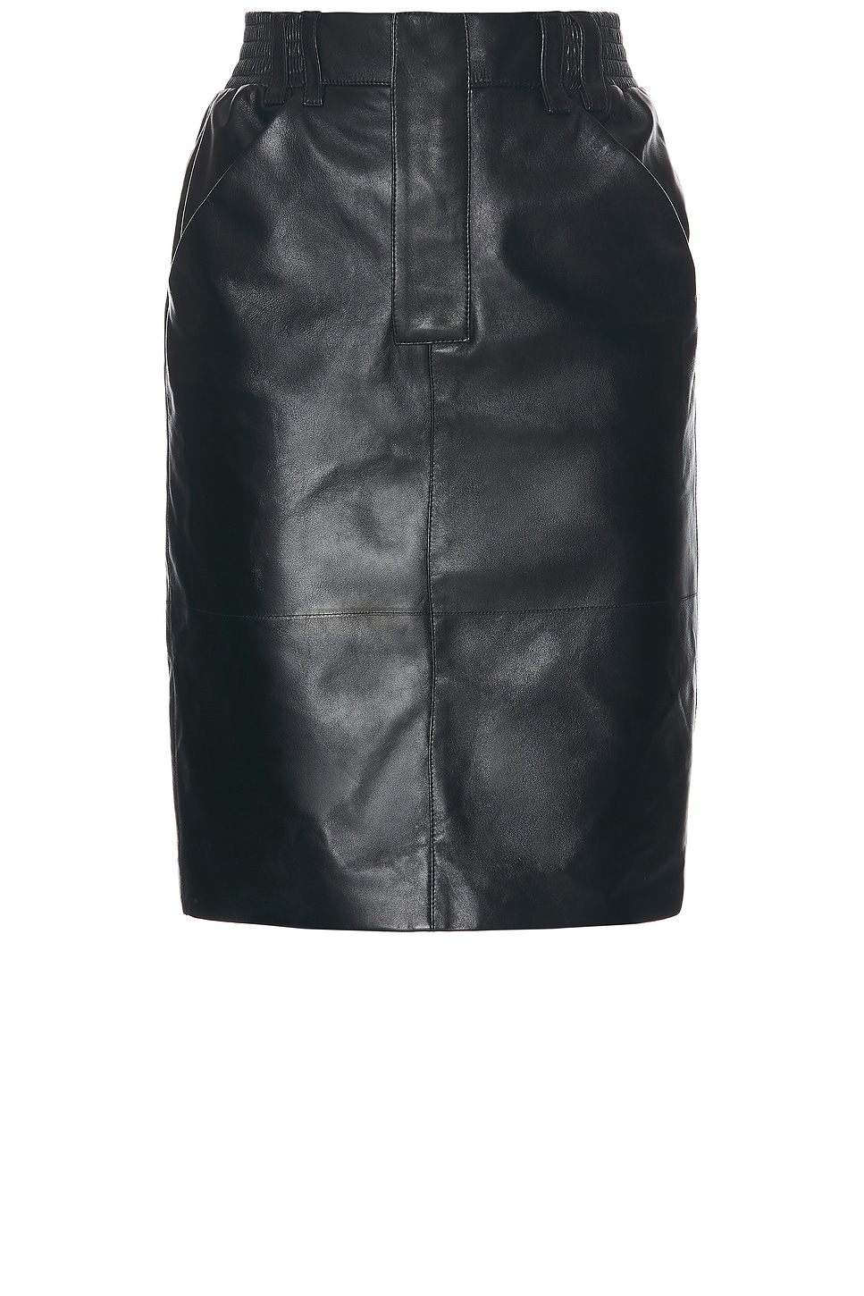 Leather Midi Skirt in Black