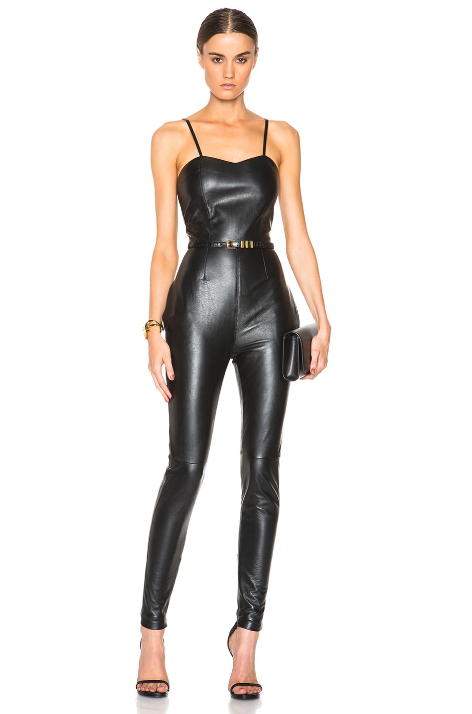 Image 1 of Saint Laurent Leather Jumpsuit in Black