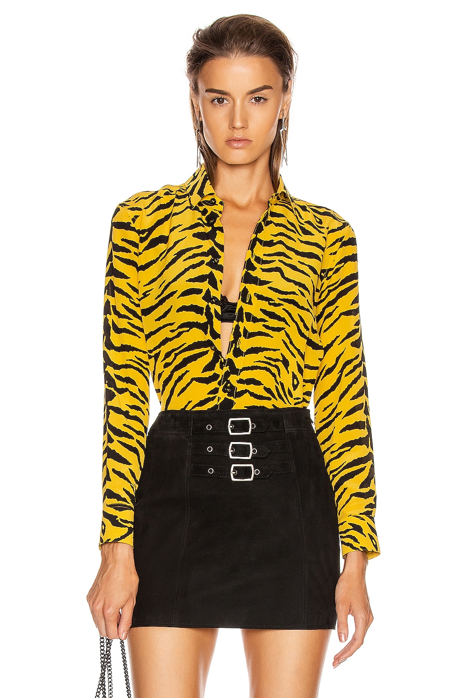 Image 1 of Saint Laurent Zebra Collared Classic Shirt in Yellow & Black
