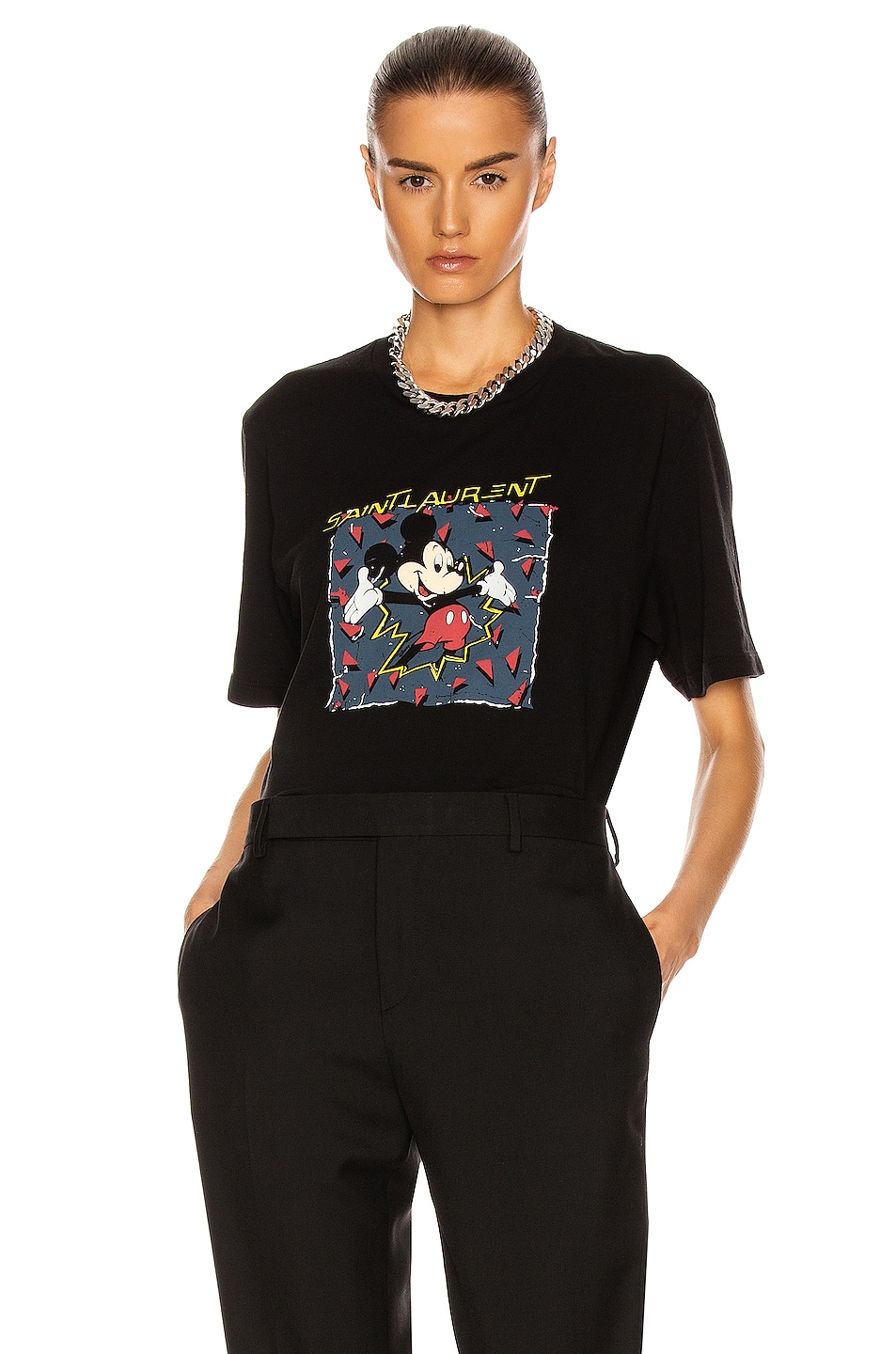 Image 1 of Saint Laurent Short Sleeve T Shirt in Noir & Multicolore