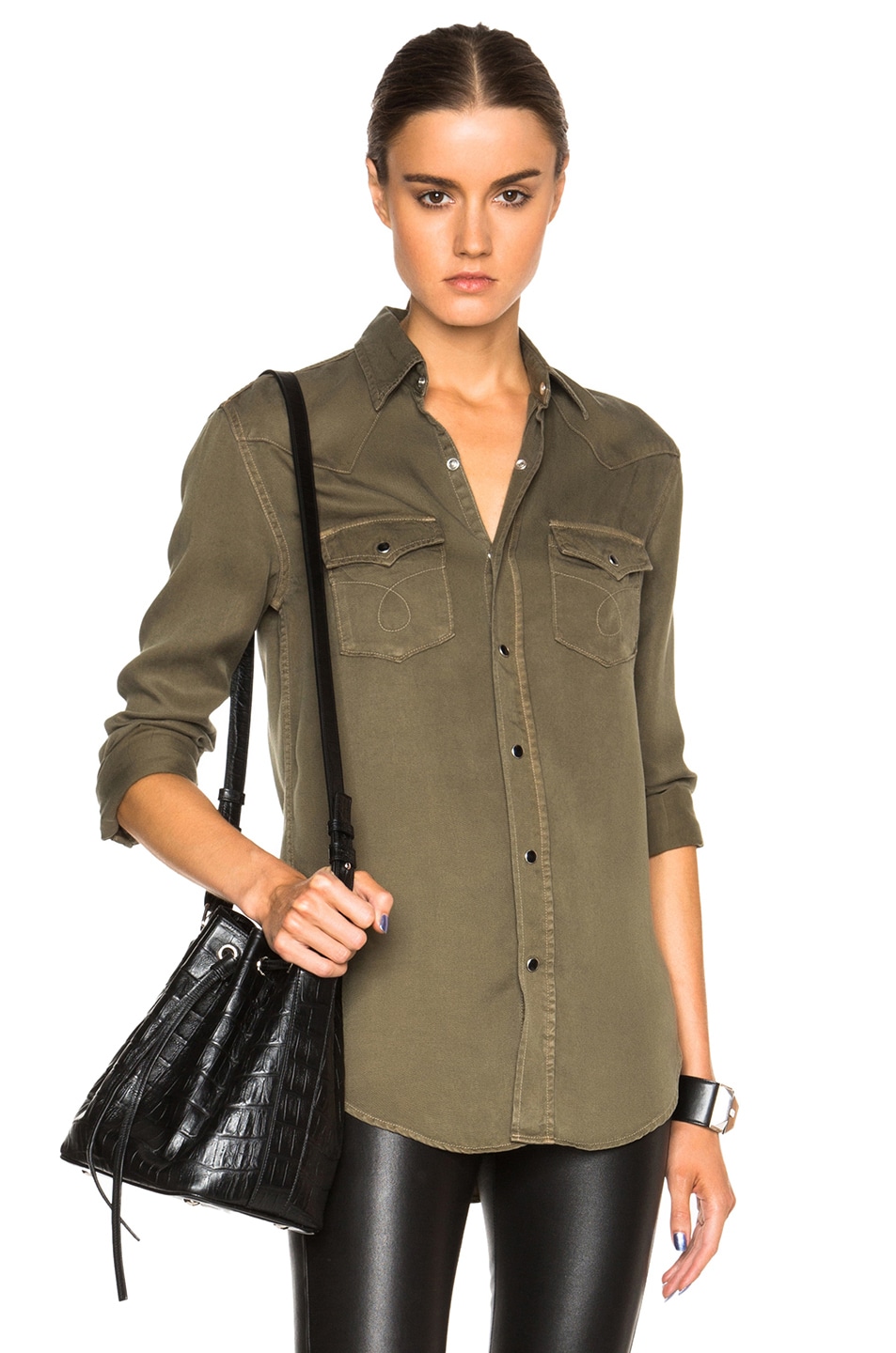 Image 1 of Saint Laurent Western Shirt in Army Green
