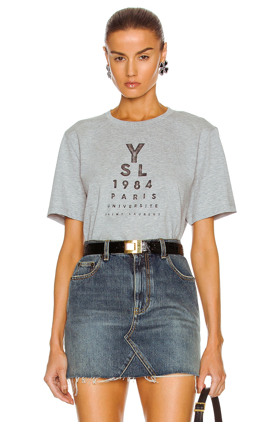 Image 1 of Saint Laurent YSL 1984 T-Shirt in Gris Chine & Noir