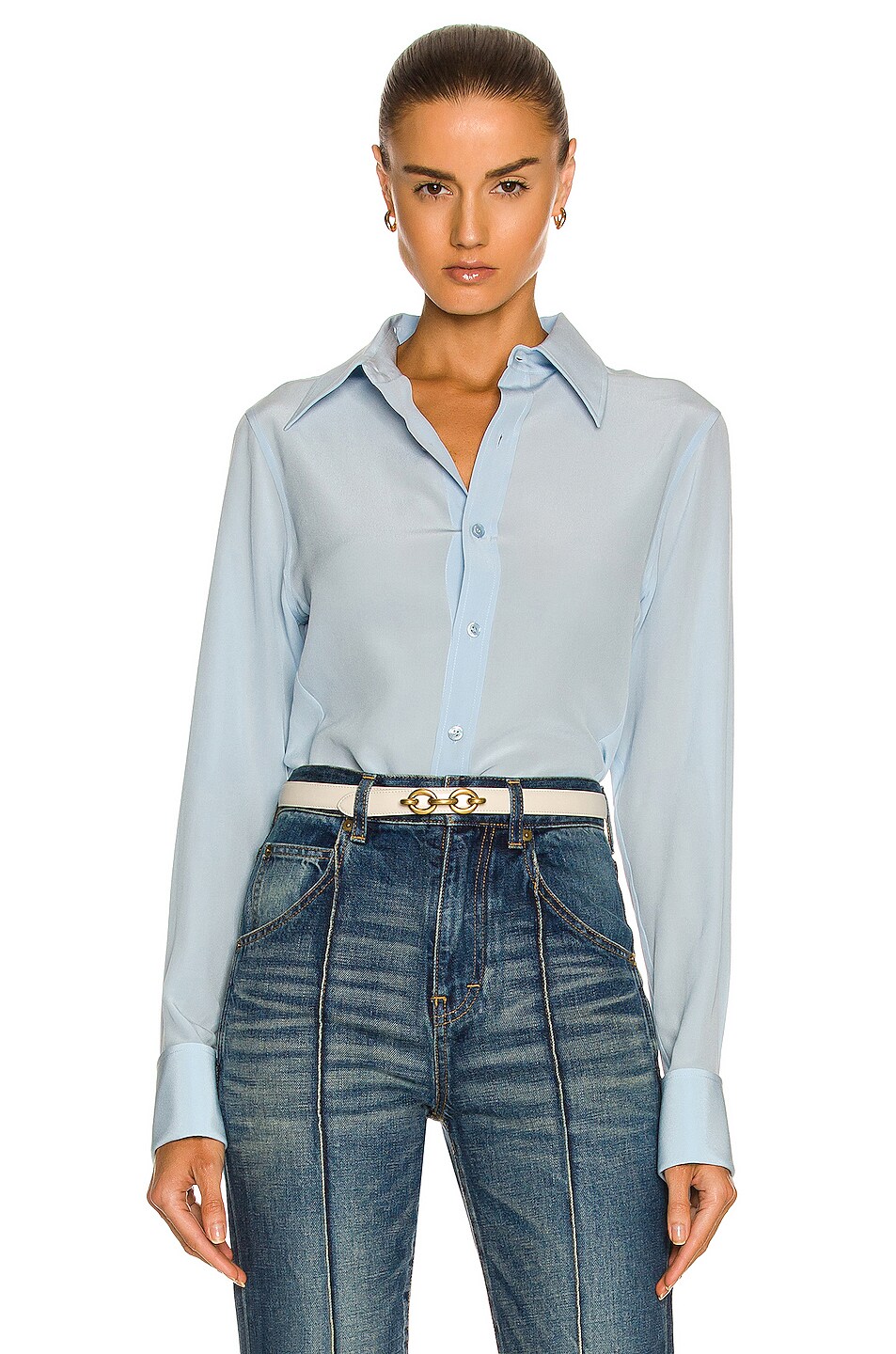 Image 1 of Saint Laurent Button Up Shirt in Blue Ciel