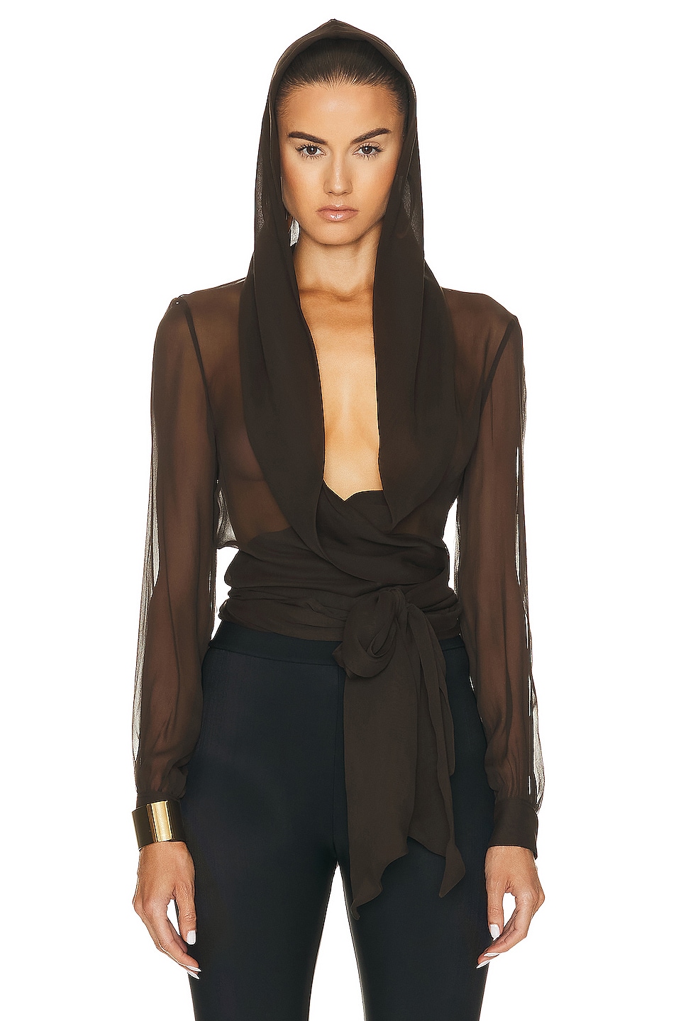 Saint Laurent Hooded Long Sleeve Top thumbnail