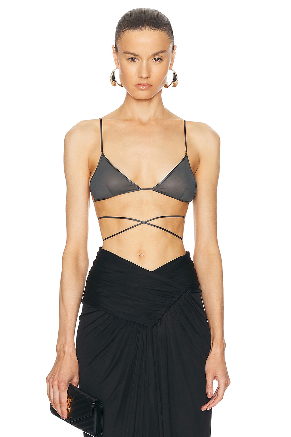 Image 1 of Saint Laurent Triangle Bralette in Gris