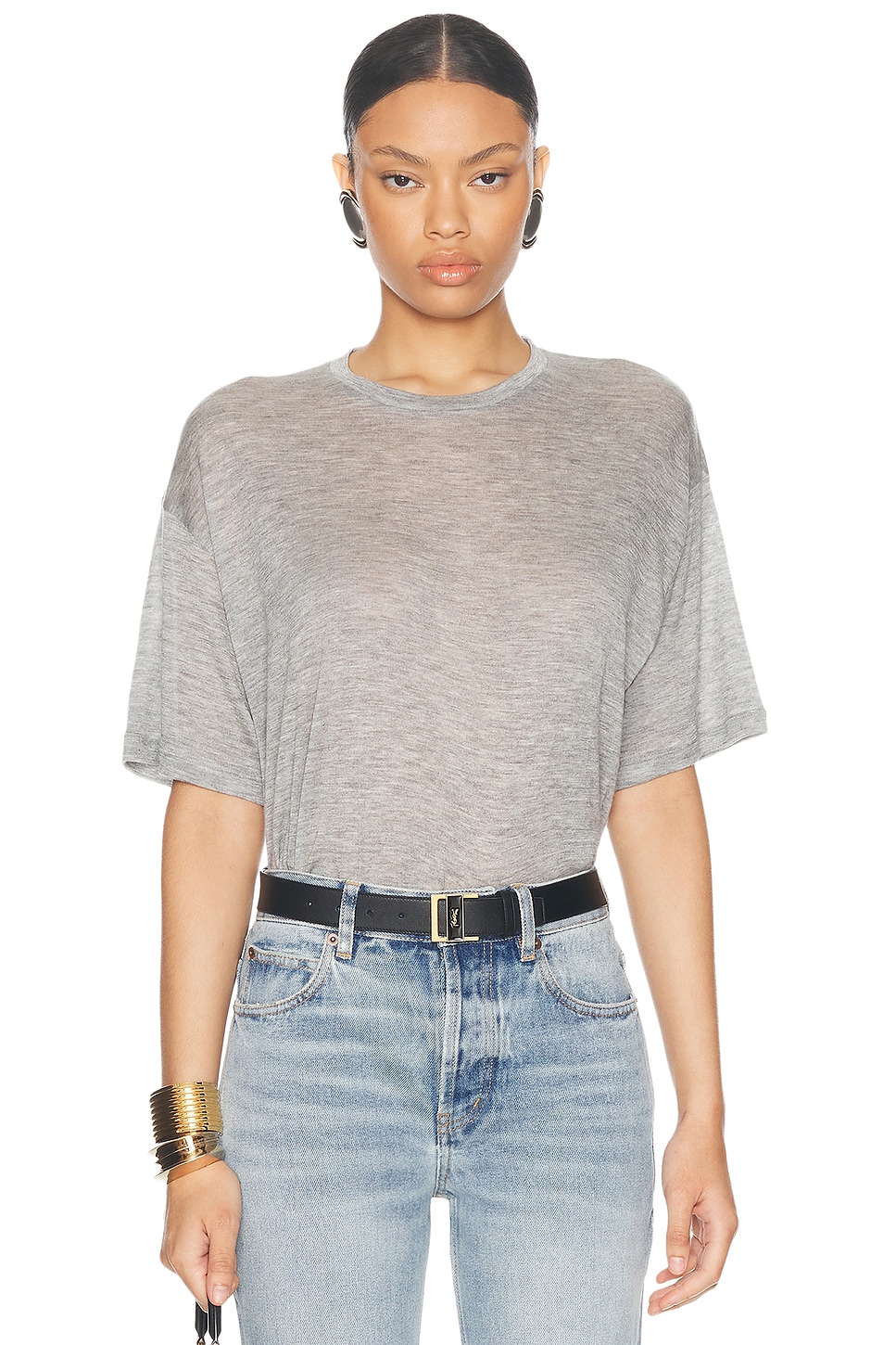 Image 1 of Saint Laurent Oversized T-shirt in Gris Chine