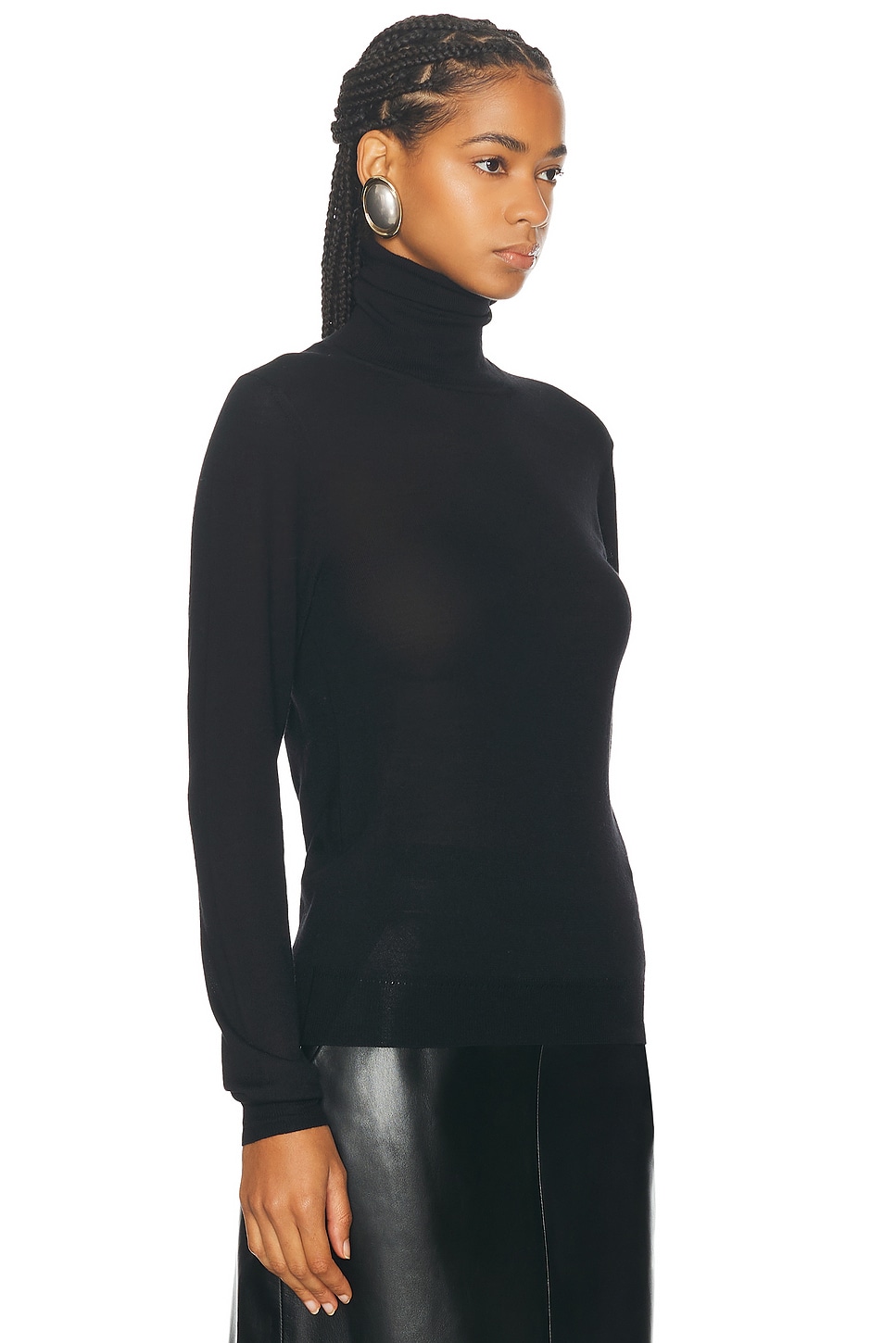 Shop Saint Laurent Turtleneck Top In Noir