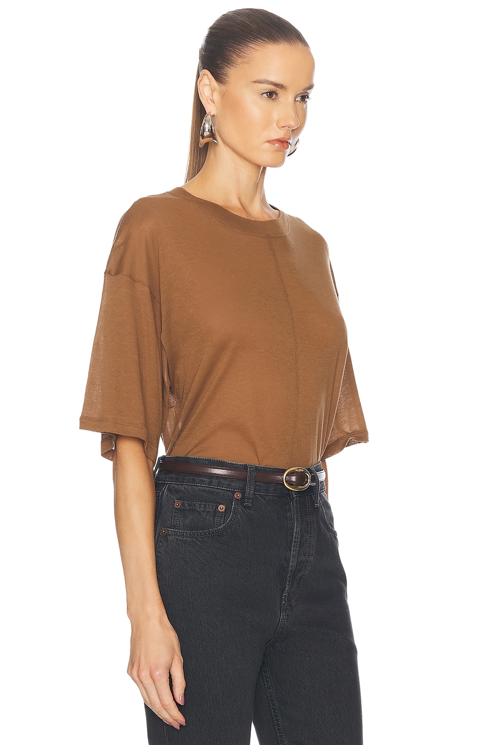 Shop Saint Laurent Short Sleeve T-shirt In Caramel